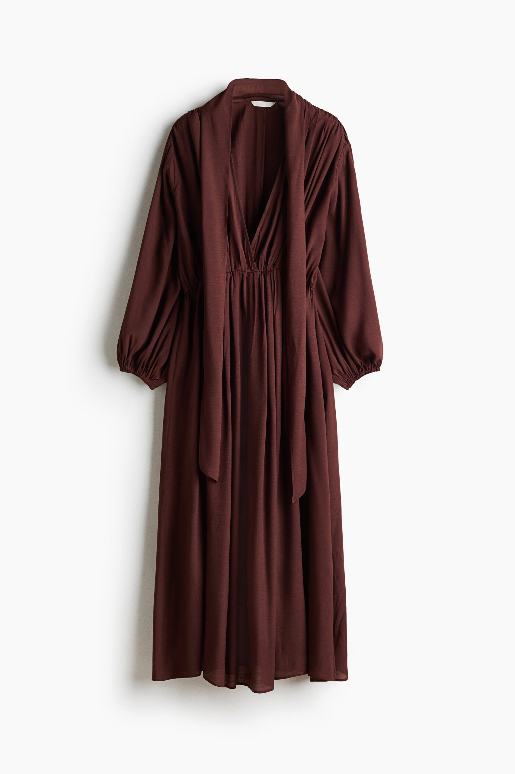 H & M - Jurk met ballonmouwen en sjaaldetail - Bordeauxrood