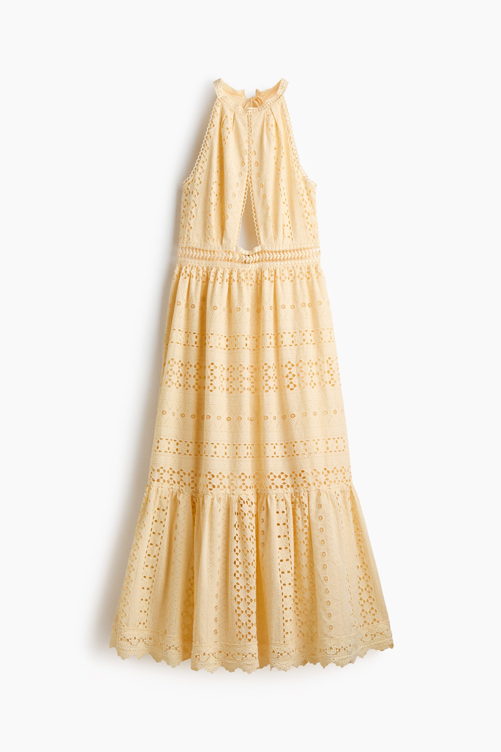 H & M - Jurk met cutouts en broderie anglaise - Light Yellow H & M - Jurk met cutouts en broderie anglaise - Light Yellow