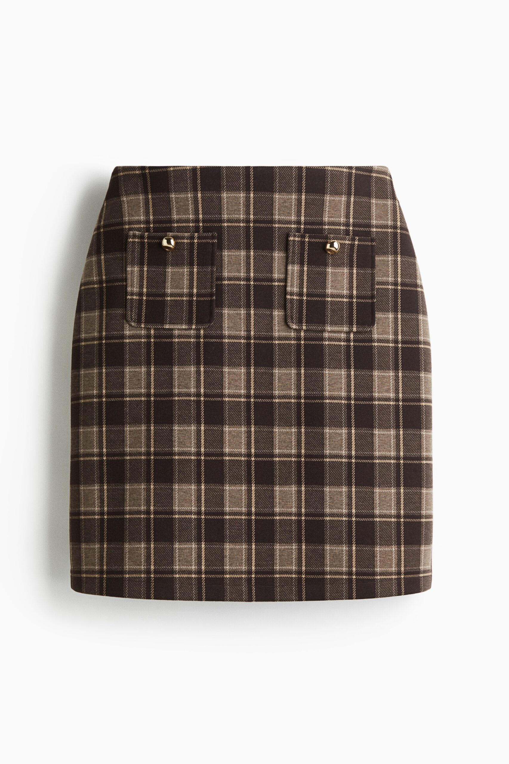 H & M - Bonded rok - Donkerbruin/Geruit