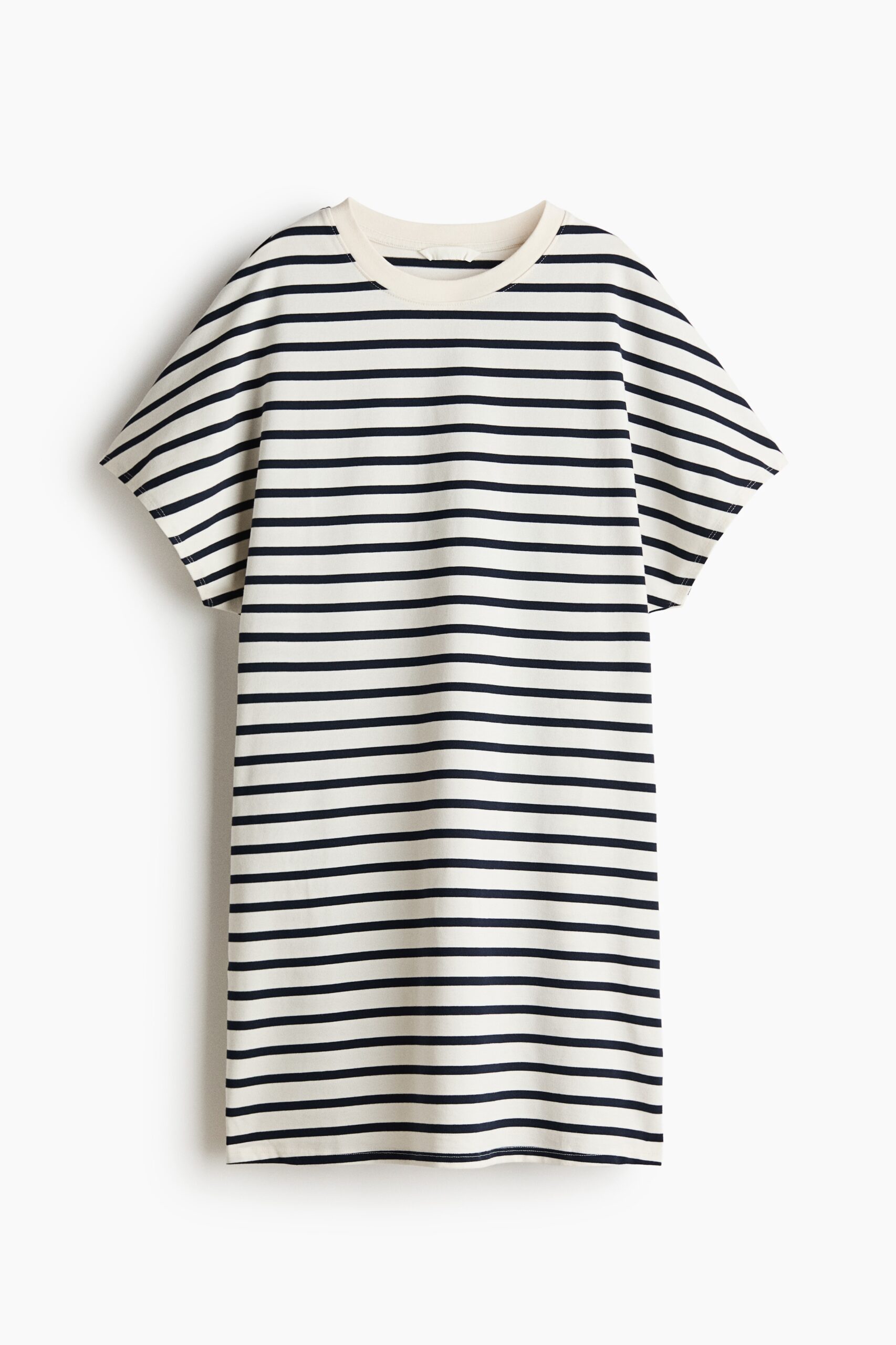 H & M - Katoenen T-shirtjurk - Wit/Gestreept