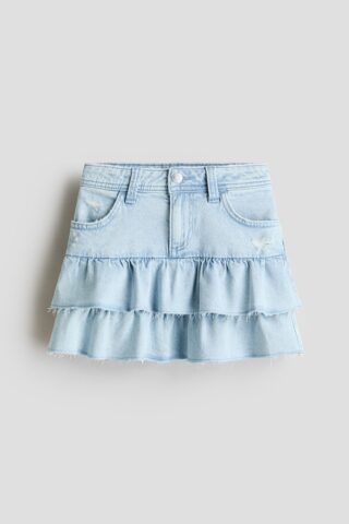 H & M - Denim volantrok - Licht Denimblauw