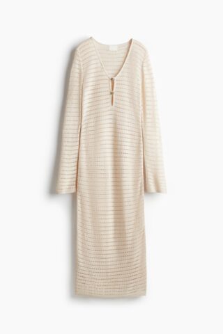 H & M - Jurk met gehaakte look - Roomwit