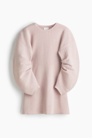 H & M - Ribgebreide jurk van viscosemix - Dusty Lichtroze