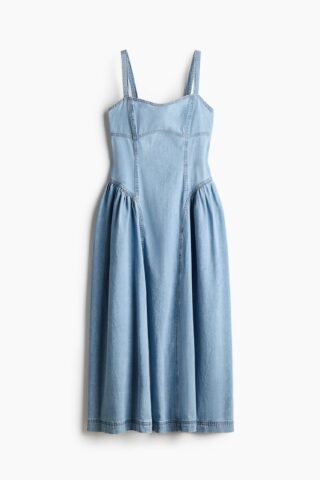 H & M - Denim jurk met uitlopende rok - Licht Denimblauw