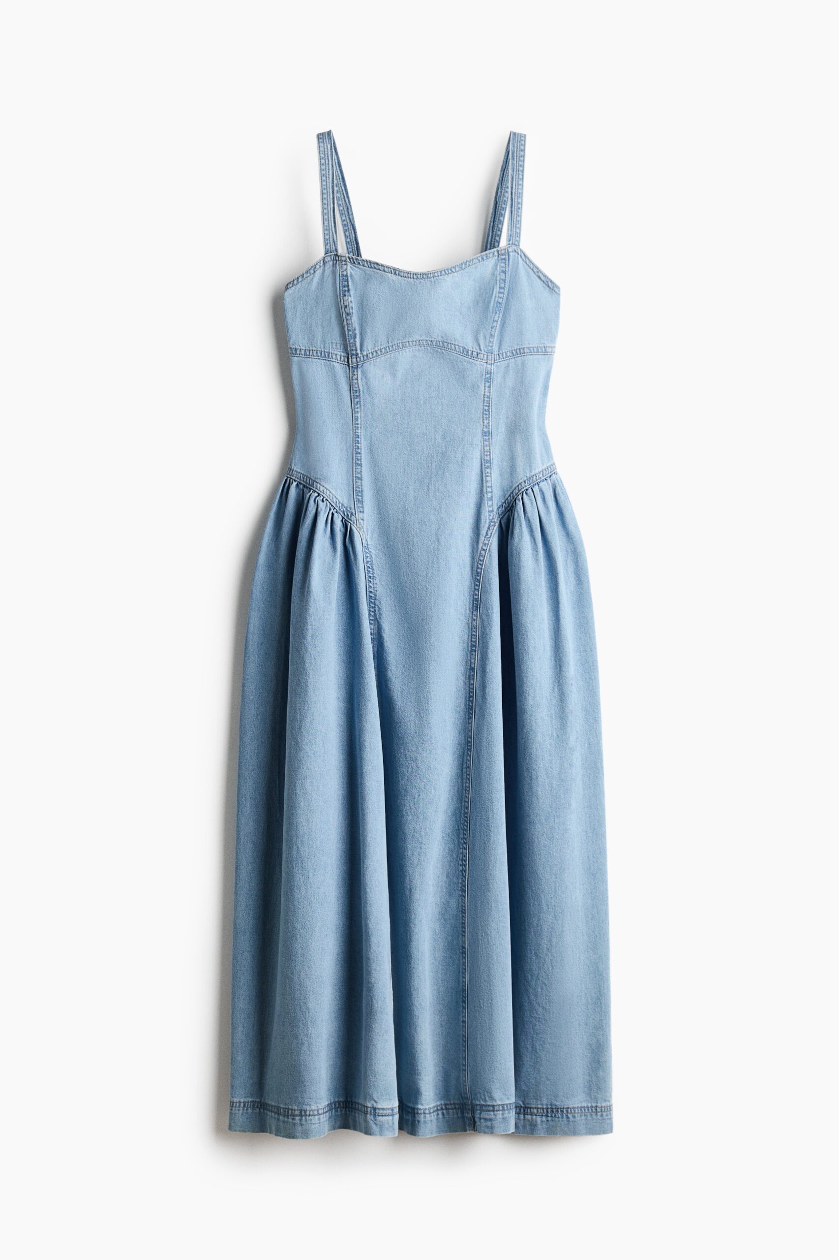 H & M - Denim jurk met uitlopende rok - Licht Denimblauw