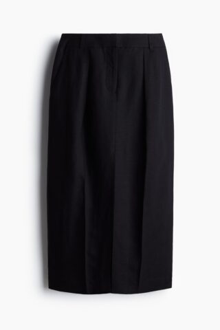 H & M - Kokerrok van linnenmix - Zwart