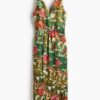 H & M - Midi-jurk met V-hals - Lichtbeige/Bloemen