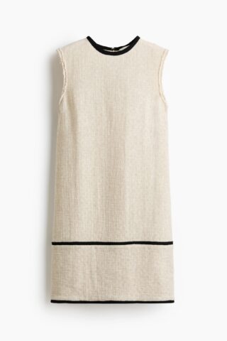 H & M - Shift-jurk van linnenmix - Lichtbeige/Zwart