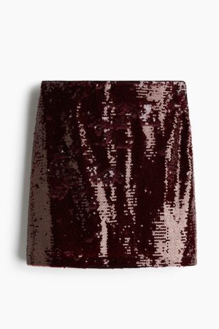 H & M - Rok met pailletten - Bordeauxrood