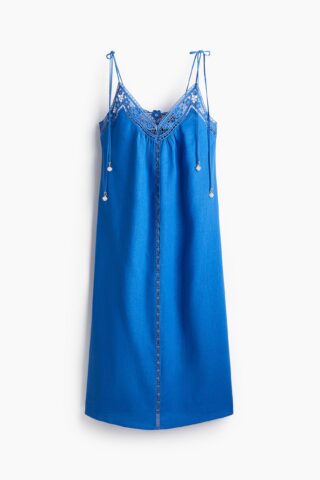 H & M - Jurk met broderie anglaise - Blauw
