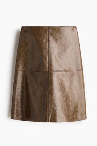 H & M - Rok met coating - Donkertaupe