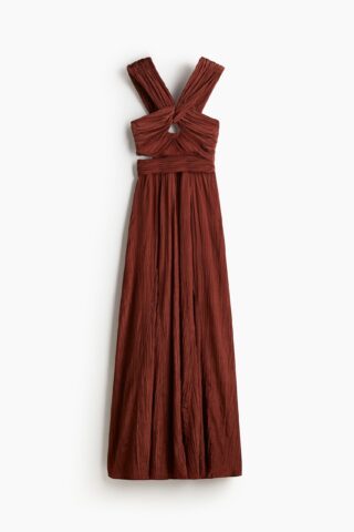 H & M - Gedrapeerde plisséjurk - Bruin