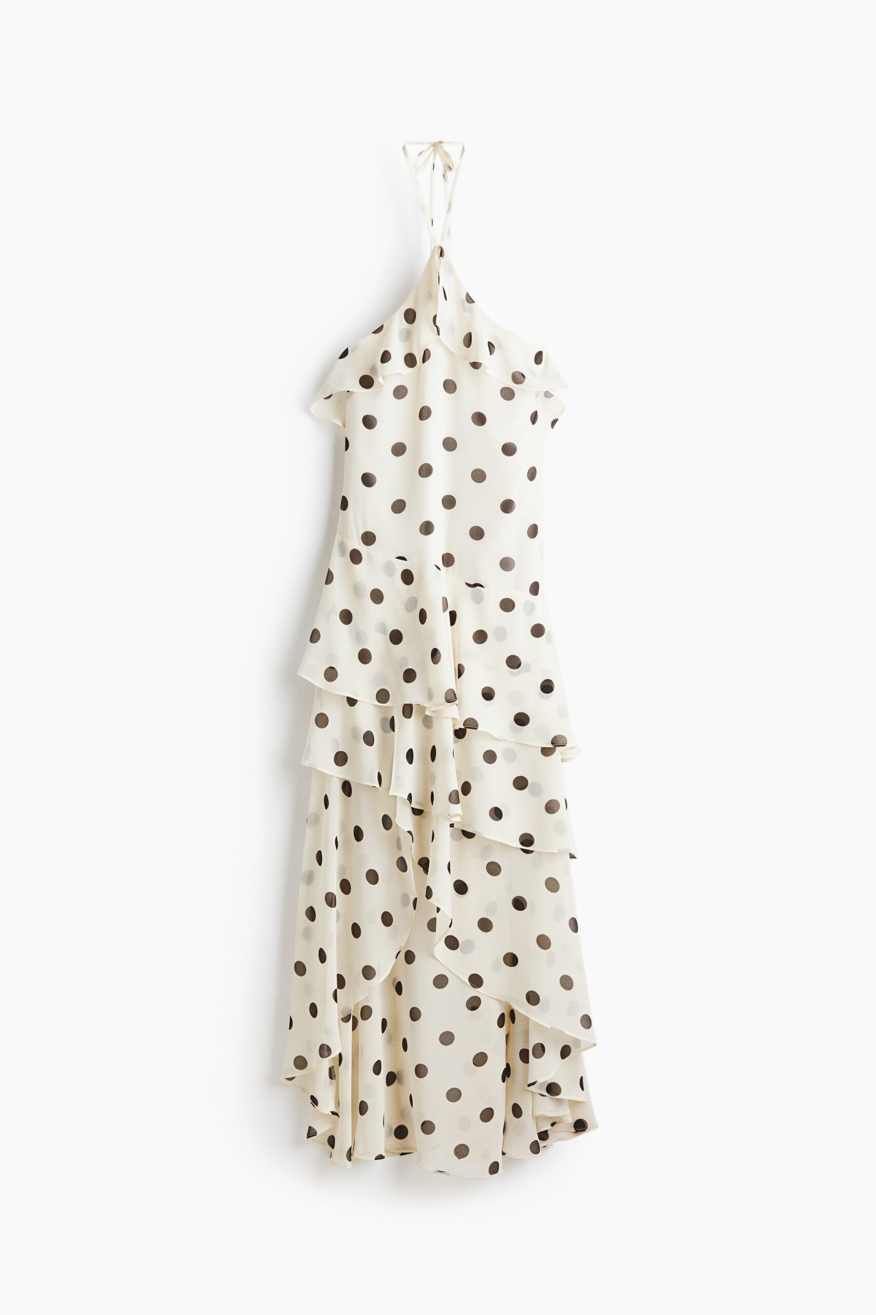 H & M - Halterjurk met volants - Wit/Stippen