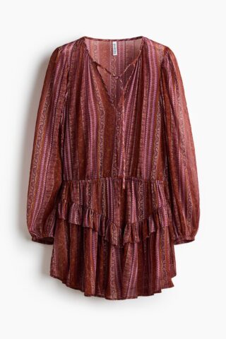 H & M - Jurk met volant - Oranje/Paisleydessin