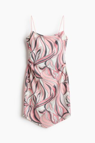 H & M - Strappy jurk met strikdetail - Lichtroze/Dessin