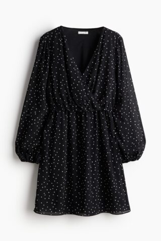 H & M - MAMA Voedingsjurk van chiffon - Zwart/Stippen