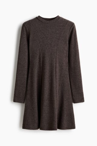 H & M - Gebreide mini-jurk - Donkerbruin Gemêleerd