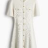 H & M - Ribgebreide doorknoopjurk - Roomwit