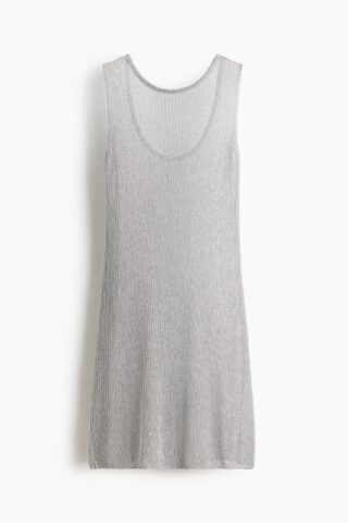 H & M - Glinsterende ribgebreide jurk - Dusty Lichtgrijs