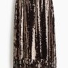 H & M - Rok met pailletten en franje - Donkerbruin