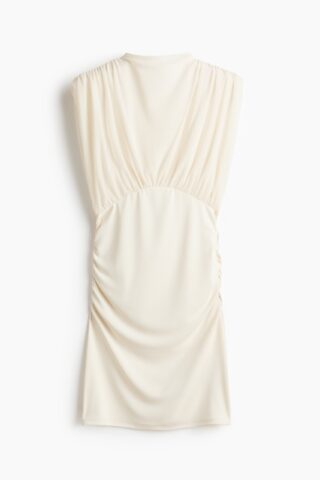 H & M - Gedrapeerde mini-jurk - Roomwit