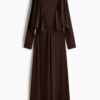 H & M - Tricot jurk met rimpeleffect - Donkerbruin