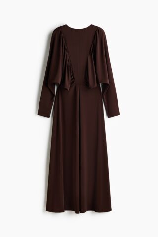 H & M - Tricot jurk met rimpeleffect - Donkerbruin