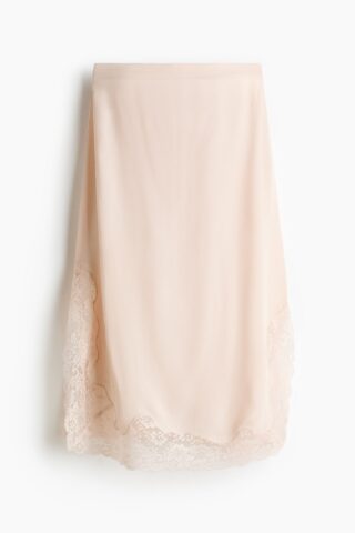 H & M - Rok van viscose met kant - Licht Poederroze