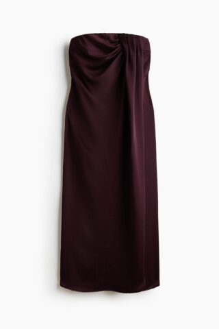 H & M - Satijnen bandeaujurk - Bordeauxrood