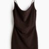 H & M - Gedrapeerde strappy jurk - Donkerbruin