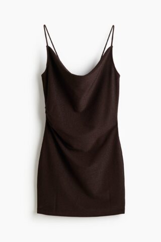 H & M - Gedrapeerde strappy jurk - Donkerbruin