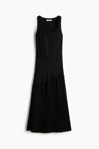 H & M - Jurk van linnenmix met sjaaldetail - Zwart