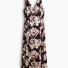 H & M - Jurk met godetplooien - Zwart/Bloemen