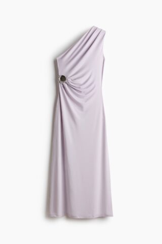 H & M - Gedrapeerde one-shoulderjurk - Lichtpaars