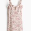 H & M - Jurk met ruches - Lichtbeige/Paisleydessin