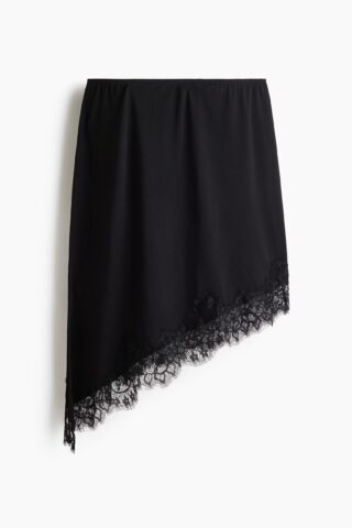 H & M - Asymmetrische rok met kant - Zwart