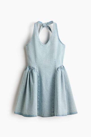 H & M - Denim jurk met uitlopende rok - Licht Denimblauw