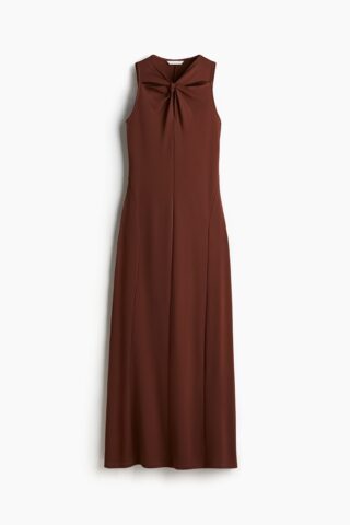 H & M - Jurk met geknoopt detail - Donkerbruin