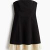 H & M - Geplooide bandeaujurk - Zwart
