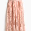 H & M - Kanten rok met golvende rand - Dusty Roze