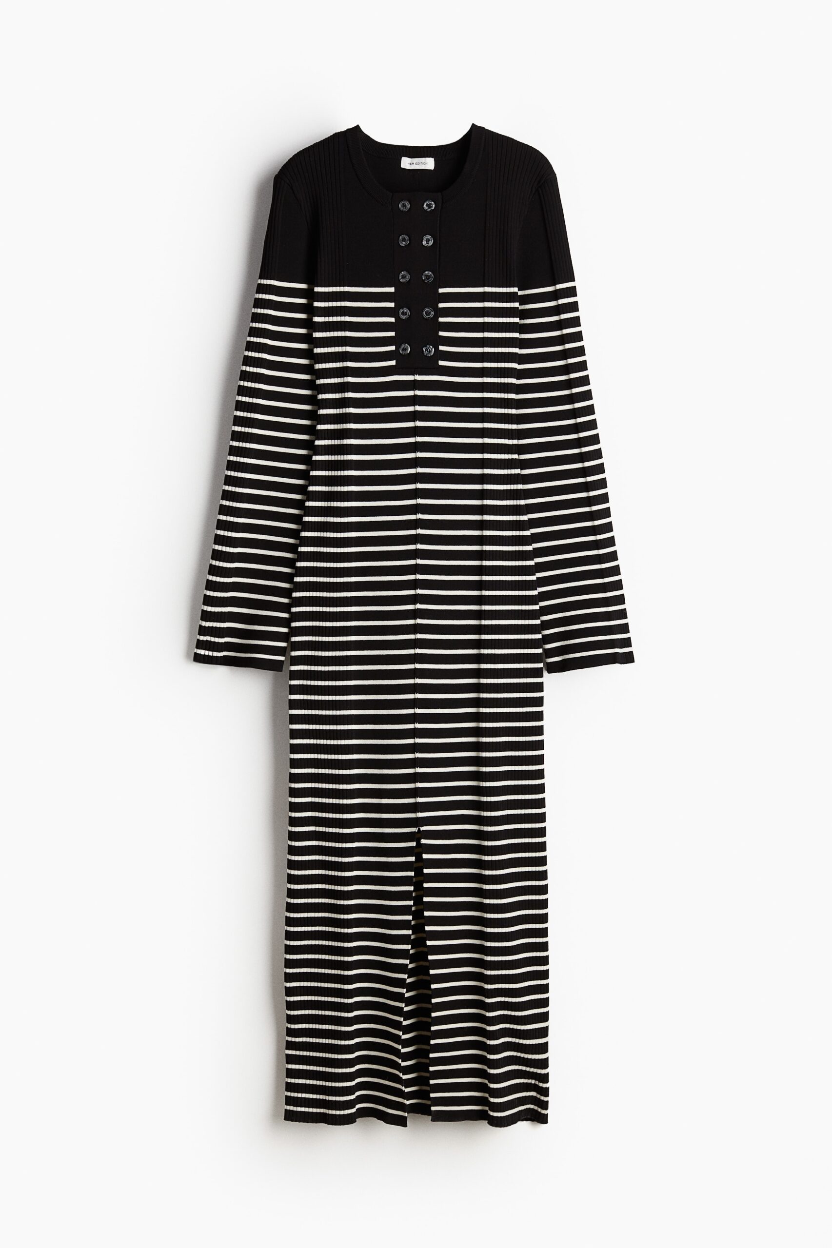 H & M - Ribgebreide maxi-jurk - Zwart/Wit Gestreept H & M - Ribgebreide maxi-jurk - Zwart/Wit Gestreept