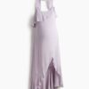 H & M - MAMA Chiffon volantjurk met sjaal - Lila