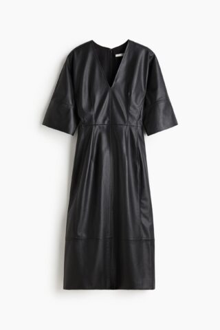 H & M - Midi-jurk met coating - Zwart