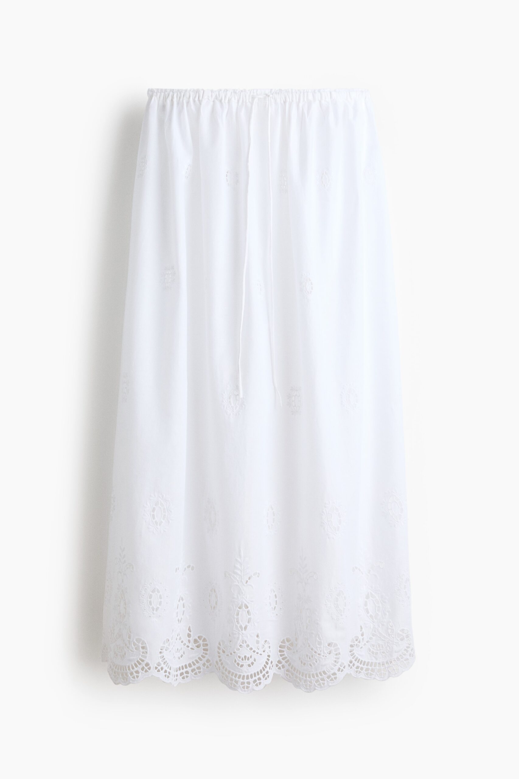 H & M - Drawstringrok met broderie anglaise - Wit
