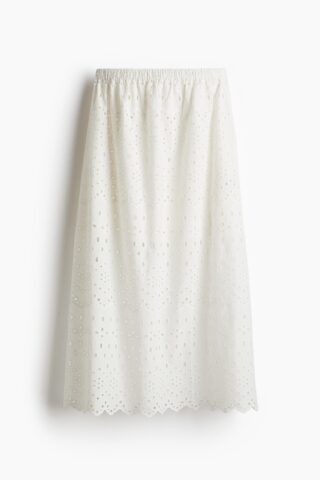 H & M - Rok met broderie anglaise - Wit
