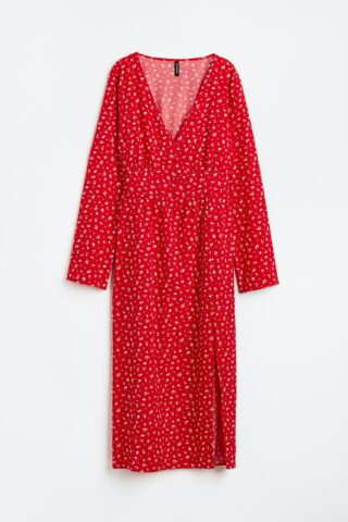 H & M - Doorknoopjurk - Rood/Bloemetjes