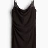 H & M - Gedrapeerde jurk van mesh - Donkerbruin