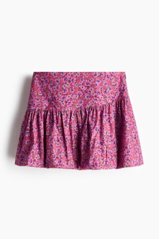 H & M - Katoenen ballonrok - Donkerroze/Bloemen