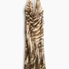 H & M - Halterjurk met drawstring - Lichtbeige/Zebradessin