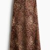 H & M - Satijnen slip-on rok - Bruin/Luipaarddessin